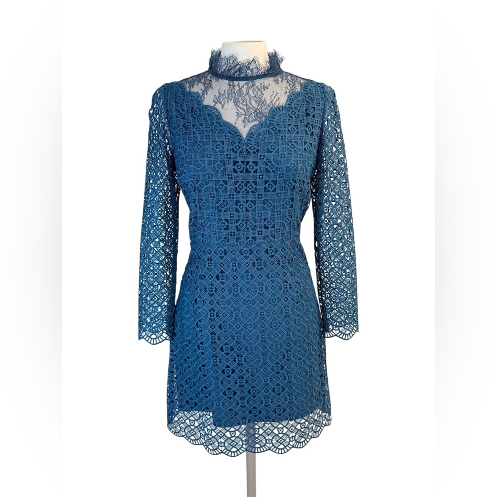 Sandro Laser Cut Bartsie Delicate Lace Cerulean Blue Dress size M